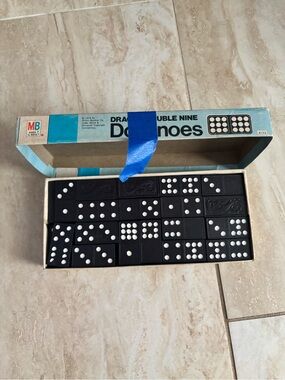 Double Nine Dominoes Set - Black Domino Tiles